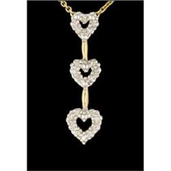 10KY Gold  Triple Heart Diamond Pendant