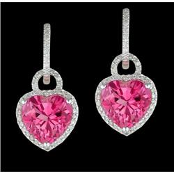 14KW Gold 8.62ct. Pink Topaz/Diamond Dangling 