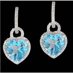 14KW Gold 8.62ct. Blue Topaz/Diamond Dangling 