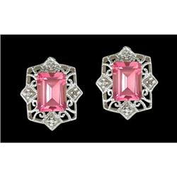 14K3.00 /Diamond EarPink TopazringsW Gold