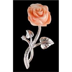Beautiful Pink Shaded Coral Rose Pin W/ Sterli