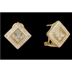 14KY Gold Floating Diamond-Shaped Diamond Earr