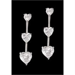 14KW Gold (not plated) CZ Heart Stick Earrings