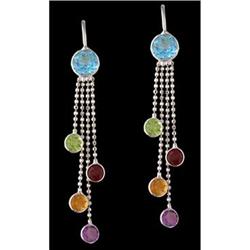 14KW Solid Gold 3.63ct Multi Color Dangling Ea