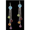 Image 1 : 14KW Solid Gold 3.63ct Multi Color Dangling Ea