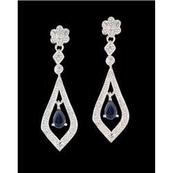 14KW Gold .93ct Sapphire/Diamond Dangle Earrin