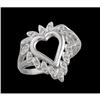 Image 1 : 14KW Gold Diamond Heart Leaf Ring
