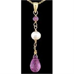 14KY Gold 2.50ct Amethyst / Pearl Pendant