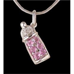 14KW Gold Pink Sapphire / Diamond Baby Bottle