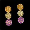 Image 1 : 10KY Gold Pretty Multi Color Gemstones Flower E