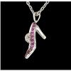 Image 1 : 14k Gold PINK SAPPHIRE/DIAMOND Shoe Charm