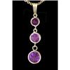 Image 1 : 14KY Gold Triple Drop Genuine Amethyst Pendant