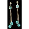 Image 1 : 14KY Gold Blue Topaz Flower Dangling Earrings