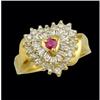 Image 1 : 10KY Gold Lovely Heart Ruby and Diamond Ring
