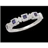 Image 1 : 14KW Gold Princess-Cut Sapphire Diamond Ring