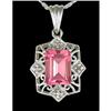 Image 1 : 14KW Gold 2.50ct. Pink Topaz/Diamond Necklace