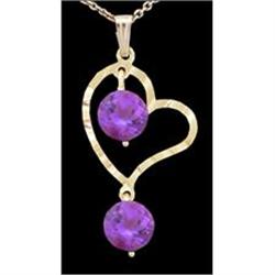 14KY Solid Gold Lovely Heart Genuine Amethyst 