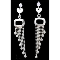 14KW Gold (not plated) CZ Dangling Tassel Earr