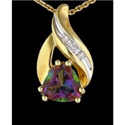 10KY Gold 1.25ct Mystic Topaz Diamond Pendant