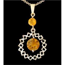 14KY Solid Gold Genuine Citrine Drop Pendant