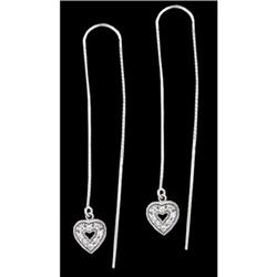 14KW Gold (not plated) CZ Heart Threader Earri