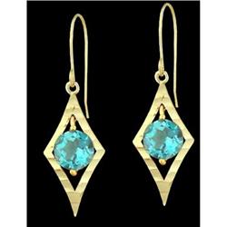 14KY Gold Genuine Blue Topaz Dangle Earrings