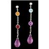 Image 1 : 14KW Gold 4.32ct Multi Color Stone Dangling Ear