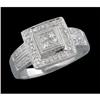 Image 1 : 14KW Gold Vintage-Style Princess/Round Diamond