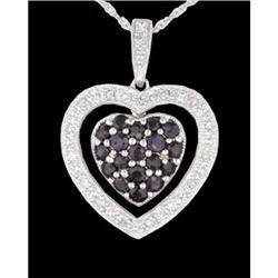 14KW Gold Sapphire/Diamond Heart Necklace