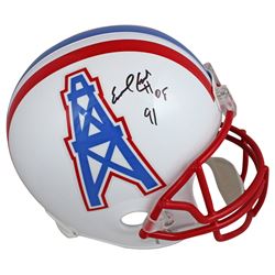 Earl Campbell Signed Oilers Full-Size Authentic Throwback Helmet Inscribed "HOF 91" (BECKETT COA