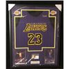 Image 1 : LEBRON JAMES FRAMED JERSEY REPRINT AUTO SIGNED 1/1 LOS ANGELES LAKERS