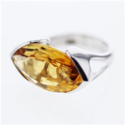 Natural 10.57 CTW Citrine Ring 14K White Gold - REF-57Y6N