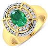 Image 1 : Natural 2.67 CTW Zambian Emerald & Diamond Ring 14K Yellow Gold - REF-71H2M