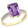 Image 1 : 3.70 CTW Amethyst & Diamond Ring 14K Yellow Gold - REF-40M3A