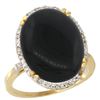 Image 1 : 6.39 CTW Onyx & Diamond Ring 10K Yellow Gold - REF-42Y2V