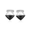 Image 1 : Natural 5 CTW Agate & Diamond Cuff Links 14K White Gold - REF-72Y2N