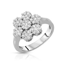Natural 1.05 CTW Diamond Ring 18K White Gold - REF-121Y5N