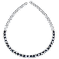 Natural 13.08 CTW Sapphire & Diamond Necklace 14K White Gold - REF-637Y2N