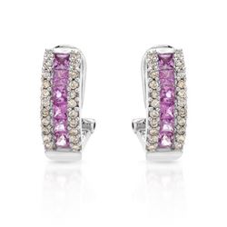 Natural 1.66 CTW Pink Sapphire & Diamond Earrings 14K White Gold - REF-80R3K