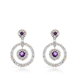 Natural 1 CTW Amethyst & Diamond Earrings 14K White Gold - REF-71H3W