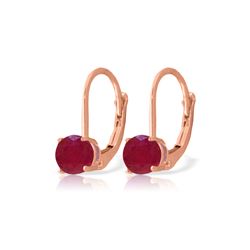 Genuine 1.20 ctw Ruby Earrings 14KT Rose Gold - REF-27N2R