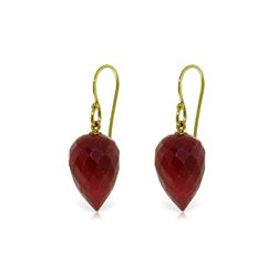 Genuine 26.1 ctw Ruby Earrings 14KT Yellow Gold - REF-25T8A