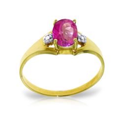 Genuine 0.76 ctw Pink Topaz & Diamond Ring 14KT Yellow Gold - REF-26N2R