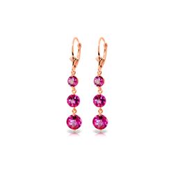 Genuine 7.2 ctw Pink Topaz Earrings 14KT Rose Gold - REF-44Y7F