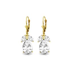 Genuine 13 ctw White Topaz Earrings 14KT Yellow Gold - REF-61T2A