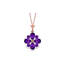 Genuine 2.43 ctw Amethyst Necklace 14KT Rose Gold - REF-29F7Z