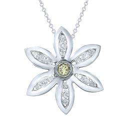 Natural 0.70 CTW Yellow Round Diamond Necklace 14K Gold - REF-99H2W