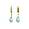 Genuine 6 ctw Blue Topaz Earrings 14KT Yellow Gold - REF-30X6M