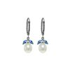Image 1 : Genuine 9 ctw Blue Topaz & Pearl Earrings 14KT White Gold - REF-39P3H