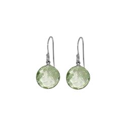 Genuine 12 ctw Green Amethyst Earrings 14KT White Gold - REF-24W4Y